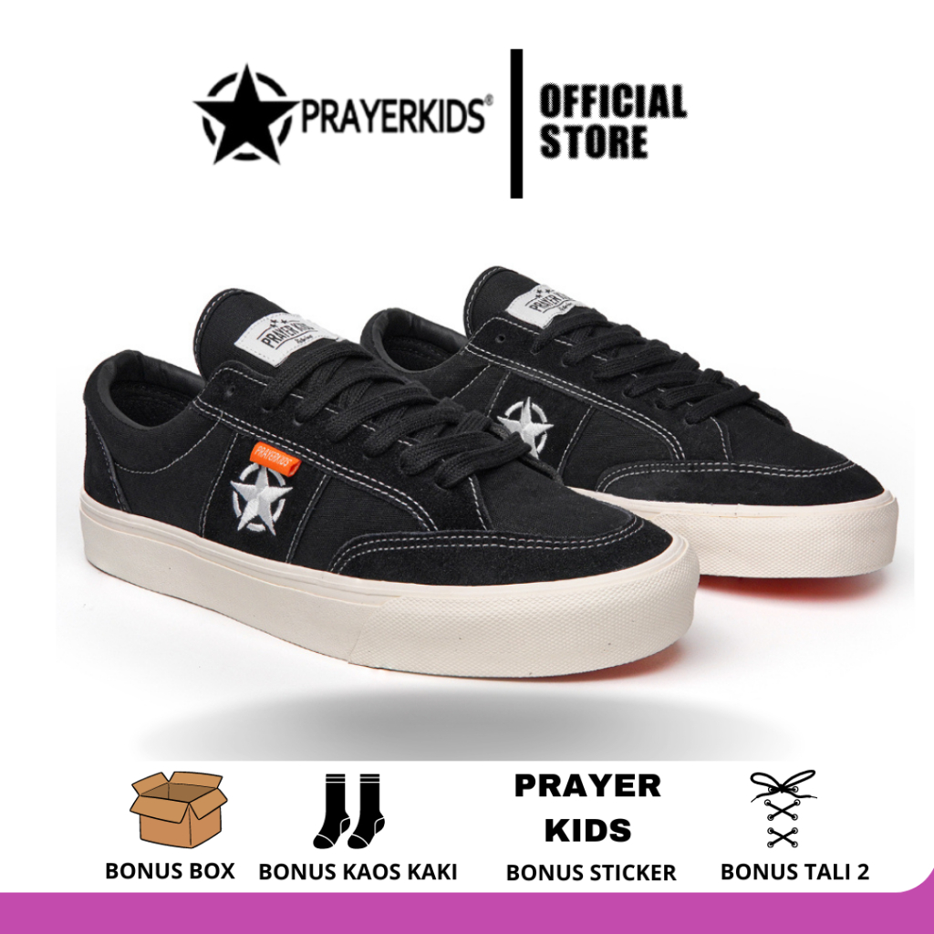 Prayer Kids - Sepatu Unisex Geh Black White Termurah Original