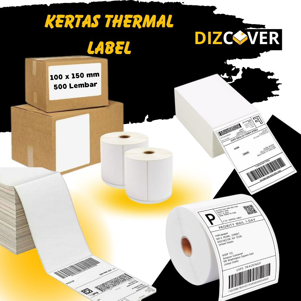 

LABEL STICKER THERMAL Kertas Resi Barcode Roll Lipat A6 100x150 mm 10x15 cm 500pcs