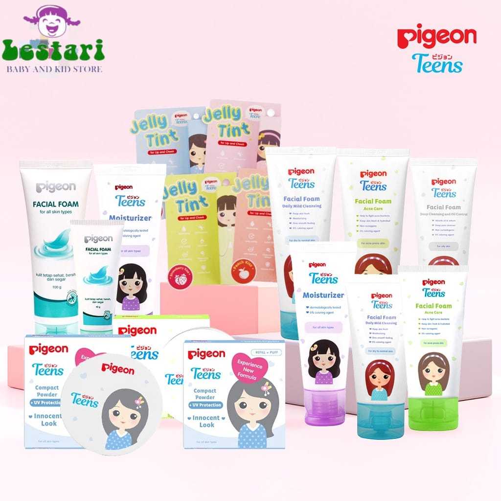 PIGEON TEEN ALL VARIAN FACIAL FOAM/SERUM-JELLY GLOW SLEEPING MASK-DEO SERUM-SQUALANE POWDER-COMPACT/