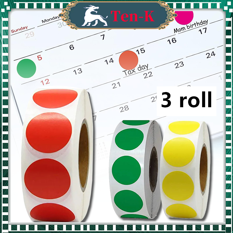 

3 roll Sticker Label Color Dot Stiker Bulat Dot Label Stiker Warna Stiker Hias Dot Label Serbaguna