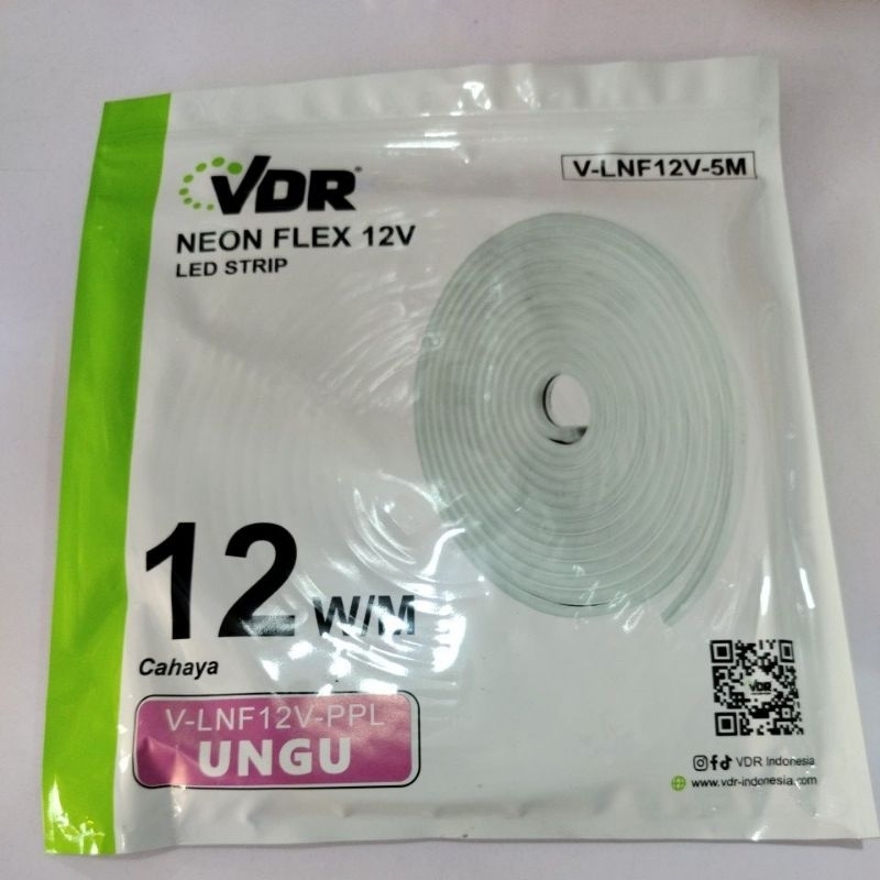 lampu LED neon flex 12V 5M merek VDR warna ungu