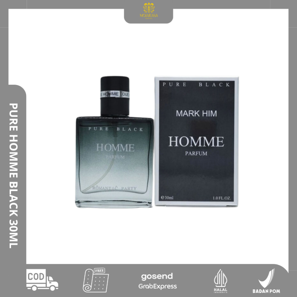 Pure Homme Black Parfum Pria EDP Aroma Bergamot Segar Maskulin 30ml Parfum Pria Tahan Lama