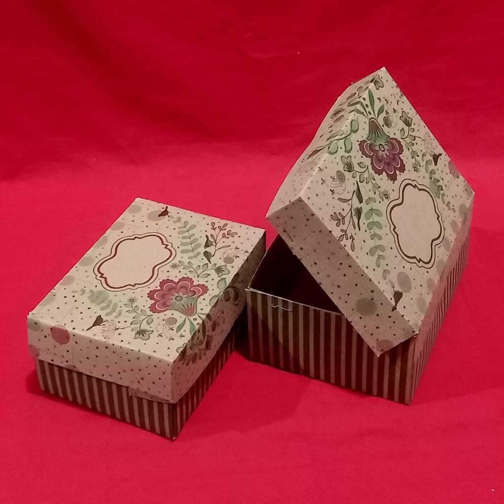 

READY!!Kardus Snack/Nasi coklat motif ukuran 16x12x7 ECER (PER PCS)