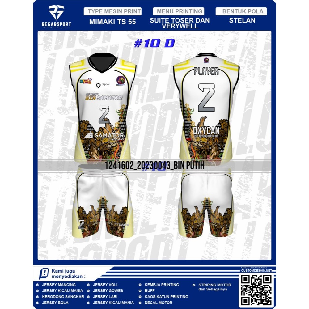 Beli 2 Bonus 1 Atasan Baju Voli Pria Baju Volly Singlet Motif Printing Original