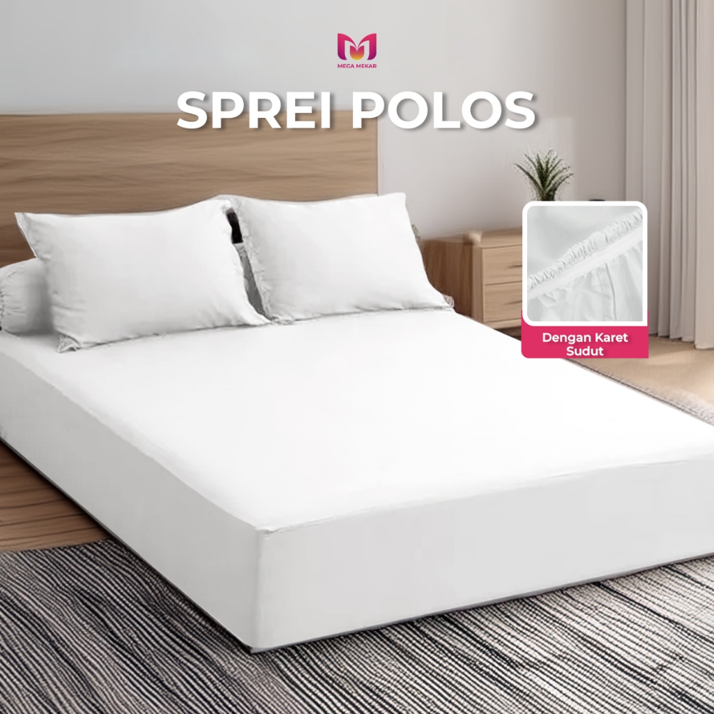 Sprei Set Putih Hotel Katun lembut adem / Sprei polos / Sprei Katun Polos / Sprei 120x200 160x200 18