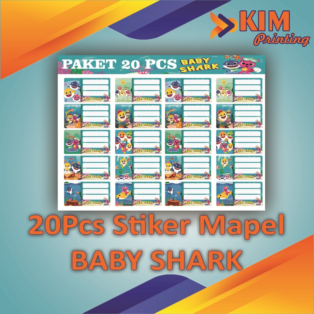 

(20PCS) STIKER LABEL BUKU PELAJARAN / STIKER LABEL NAMA BUKU PELAJARAN KARAKTER BABY SHARK