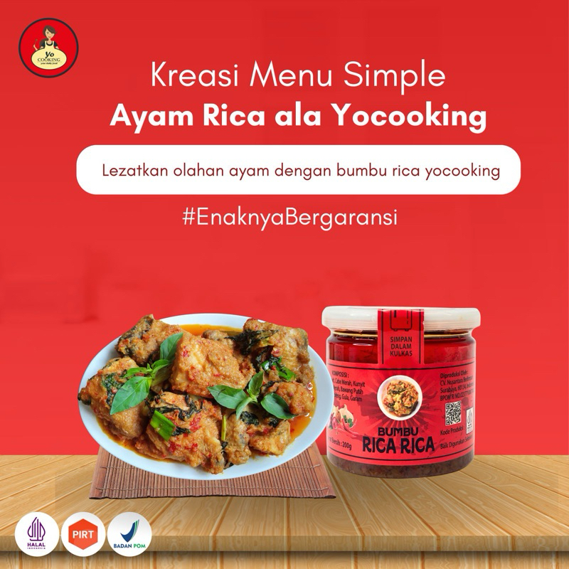 

Yo cooking Bumbu Rica-rica berat 200gr pedas nikmat bikin nagih Bpom - Bumbu Instan - Bumbu Praktis - Mantap Medok enak nampol - Rasa enak- Bumbu viral - Bumbu dapur - Masak sat set