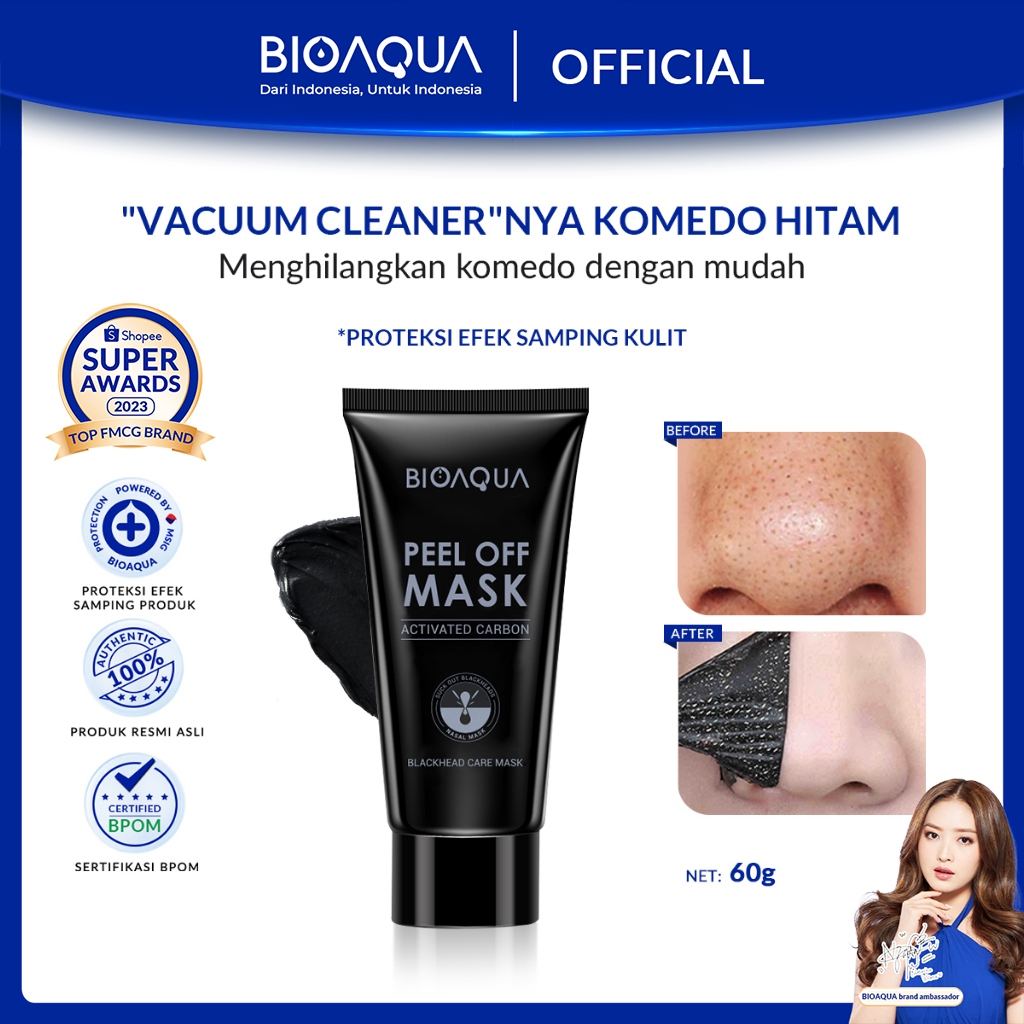 BIOAQUA Masker Komedo Bamboo Charcoal Blackhead Remover Mask Peel Off Mask Masker Wajah Hidung Pembe