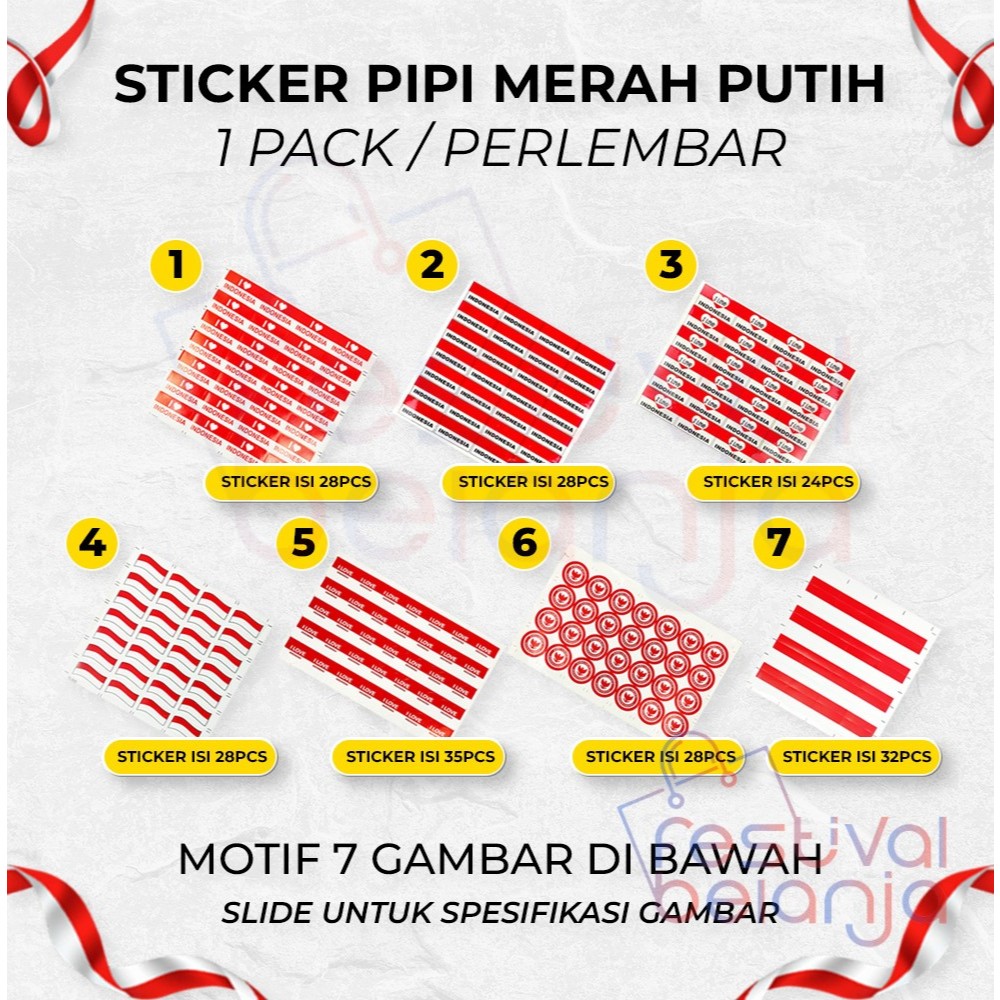 

Stiker Pipi Merah Putih / Stiker Dirgahayu HUT RI / Stiker Pipi merah putih indonesia / Stiker Pipi 17 agustus
