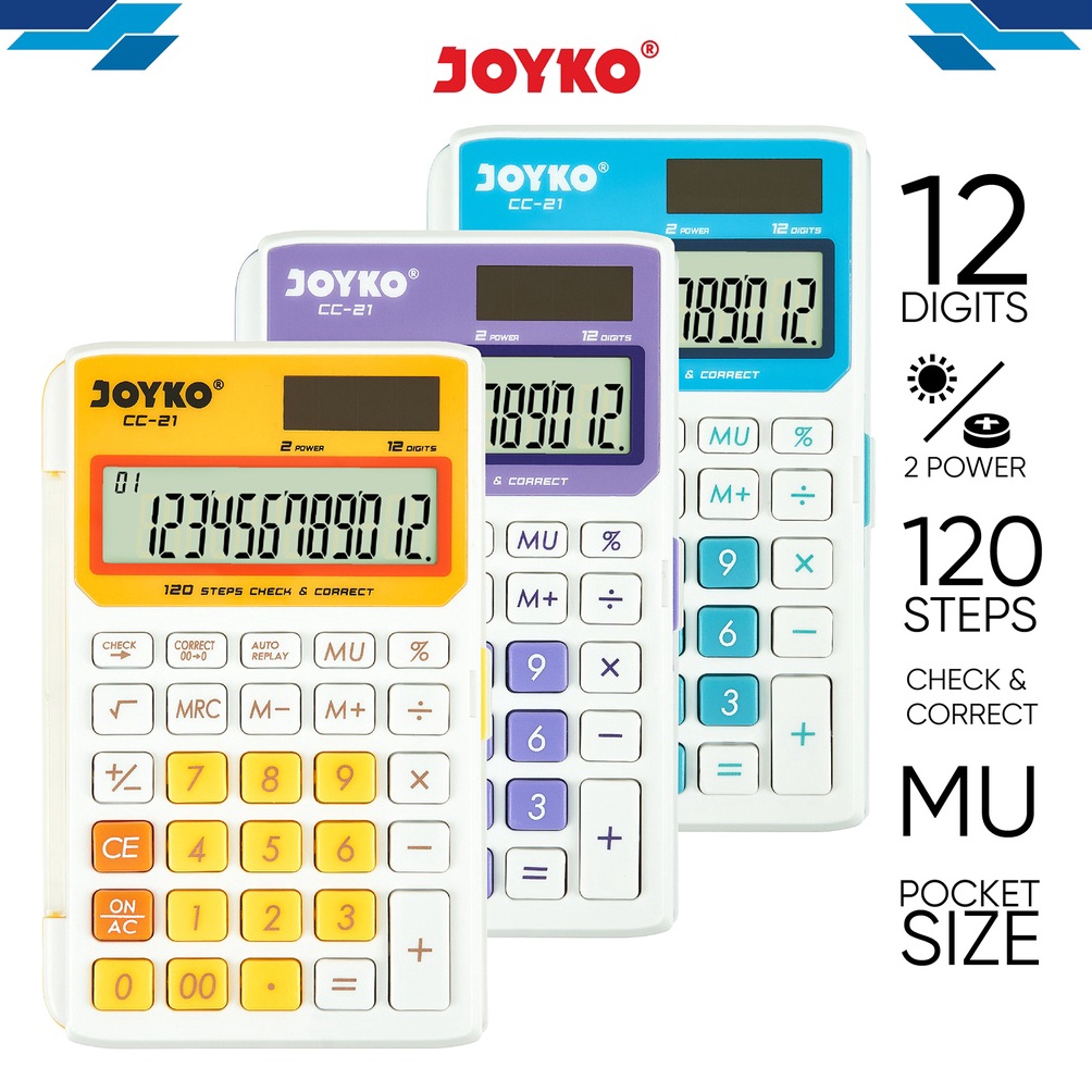 

Calculator Kalkulator Joyko CC21 12 Digits Check Correct KODE X5X7