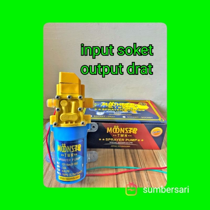 pompa air 12 volt 110 PSI 6 LPM output DRAT MONSTAR