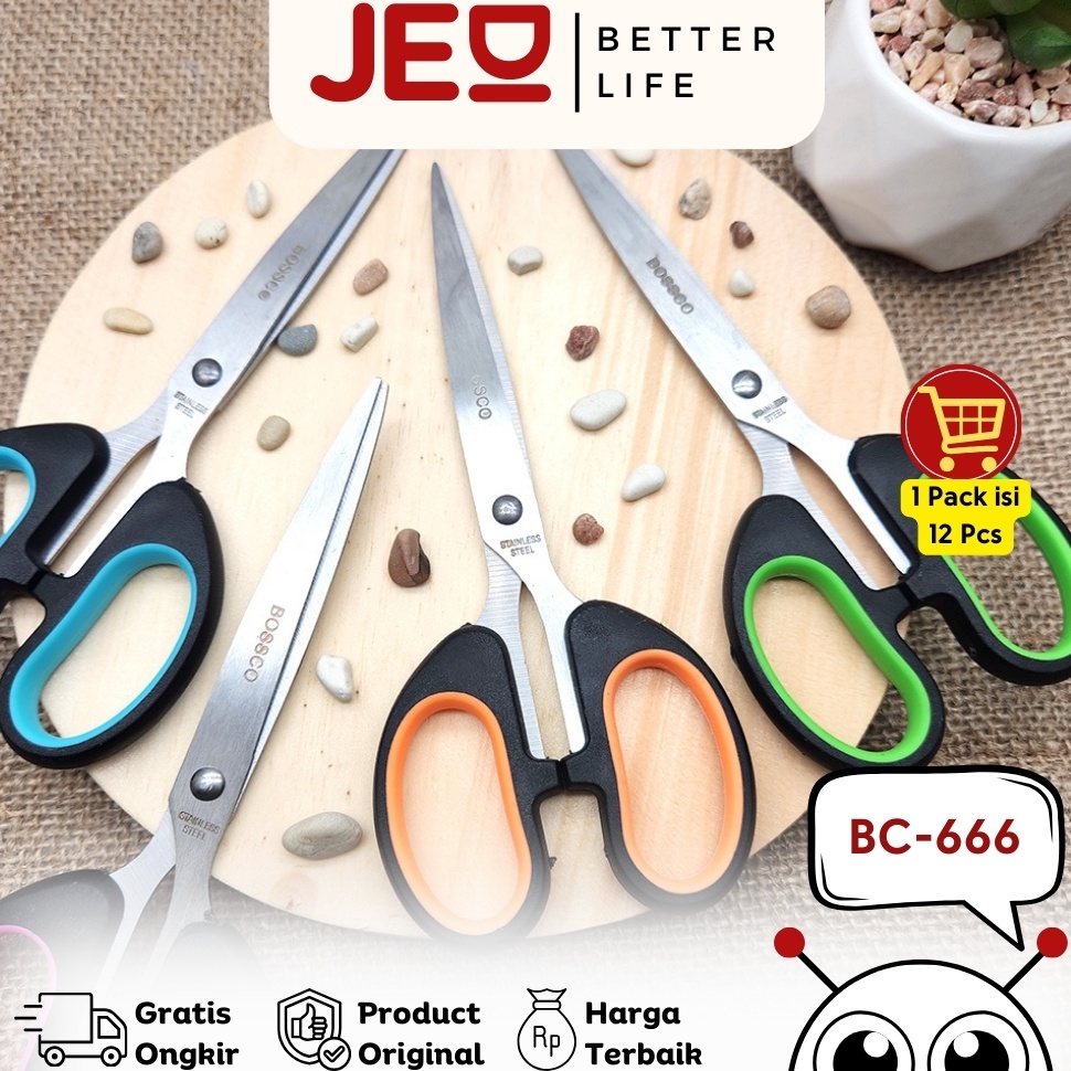 

1 lembar 12 pcs Gunting Scissors BOSSCO 65 Inch BC666 KODE T3O4