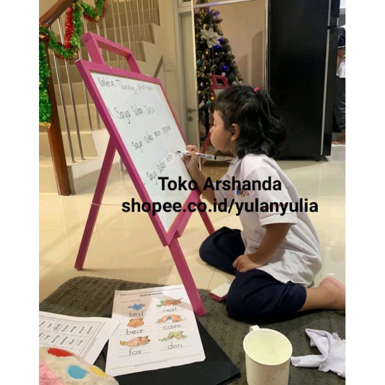 

Papan Tulis 6x8 white board ukuran besar standing gratis spidol penghapus KODE I5Y1