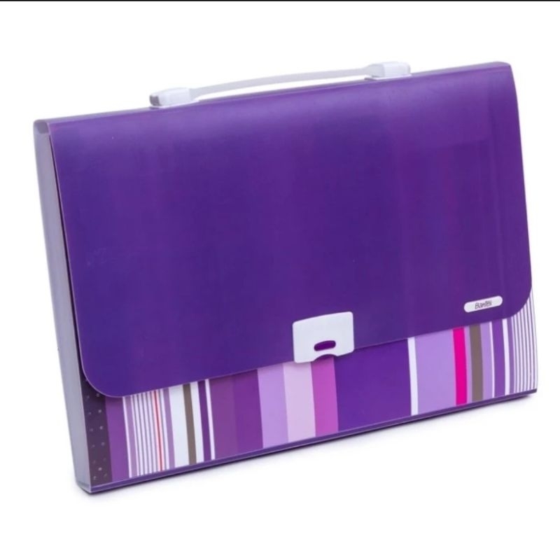 

[Zada] Bantex PP Fancy Stripes Expanding File 13 Pocket Folio Lilac #3608 21