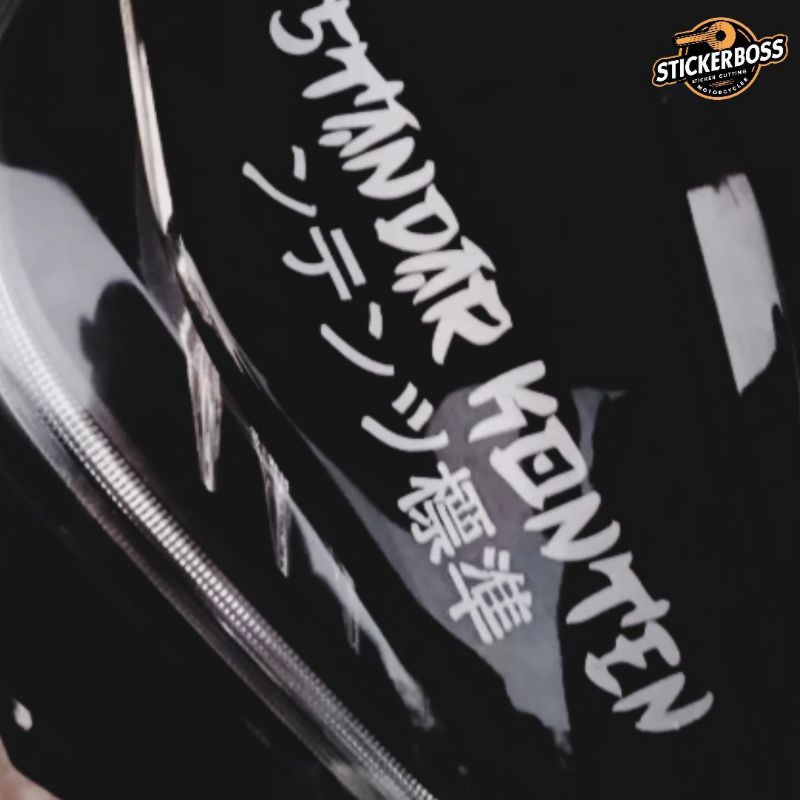 Sticker Motor Standar Konten Jepang Putih Hologram Hitam Keren - Sticker Cutting Variasi Motor Murah