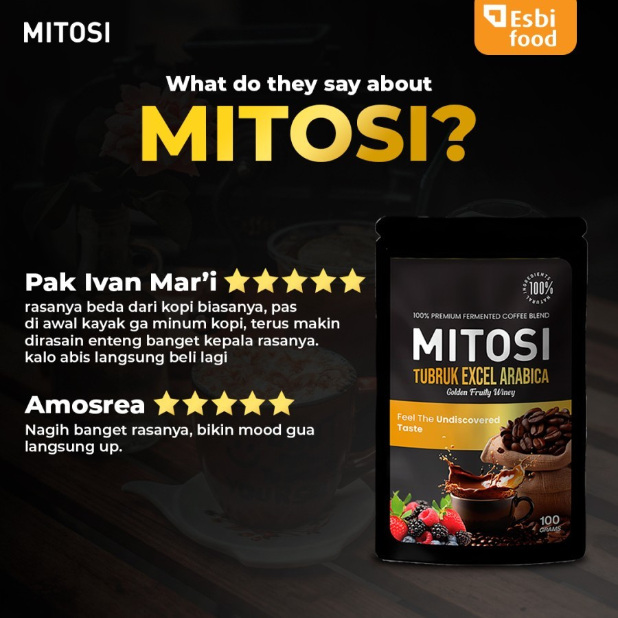 

MITOSI Golden Fruity Winey Fermented Coffee 100% Premium High Quality Fermented Coffee Kopi Sehat Coffee Fruity Kopi Robusta