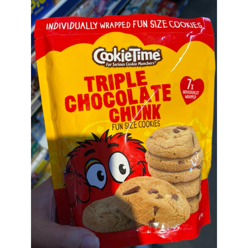 

COOKIE TIME CHUNKY TRIPLE CHOCOLATE CHUNK/COOKIE TIME PLANT BASED CHOCALICIOUS CRUNCHY/COOKIE TIME CHOCOLATE CHUNK