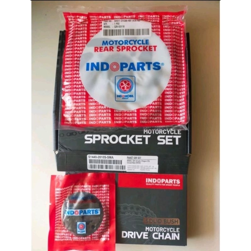 Gear Set / Gir Set / Ger Set / Rantai Roda Set Indopart Smash Shogun 125