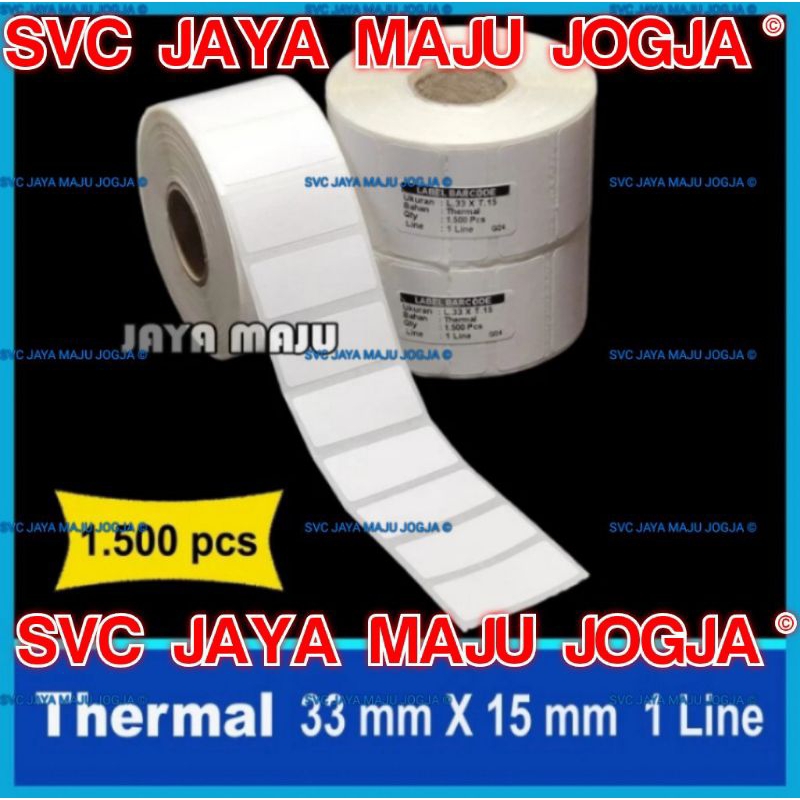 

33 X 15 THERMAL TOP COAT - 1 LINE - FACE OUT - ISI 1.500 PCS || CORE 1" || LABEL BARCODE TANPA RIBBON DIRECT THERMAL - KERTAS STICKER LABEL THERMAL ISI 1500 LBL ANTI AIR ANTI ALKOHOL ANTI MINYAK || 33x15 33x15mm - SALE PROMO HARGA MURAH