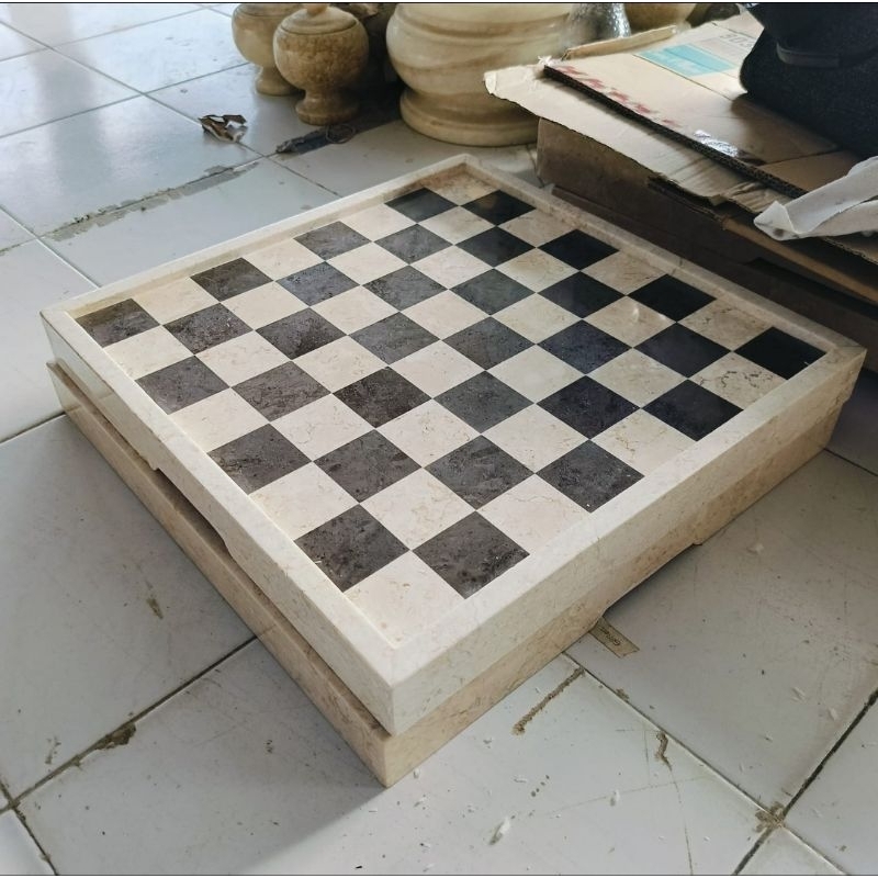 Papan catur bahan marmer hitam putih Terlaris