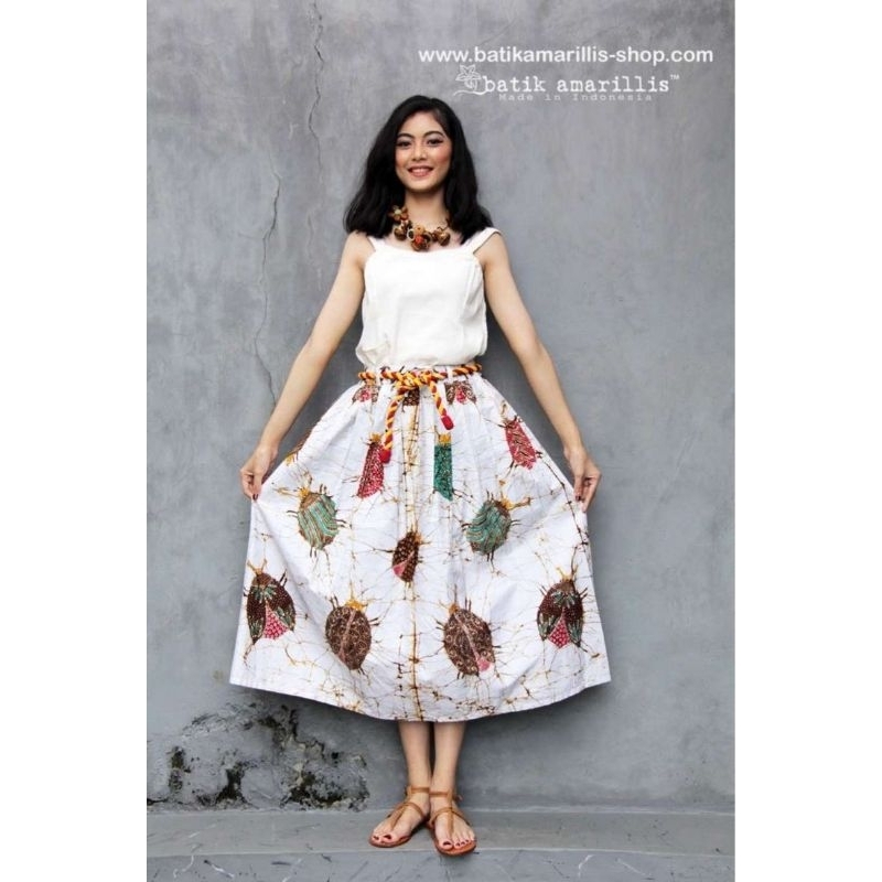 BATIK AMARILLIS TRAVELLER MIDI SKIRT Full batik tulis