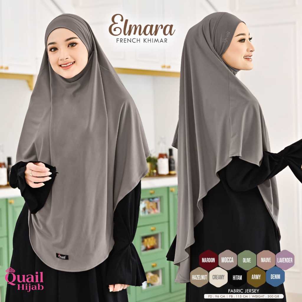 Elmara Hijab original Quail Jilbab Wanita French Khimar Jilbab Jersey Elmara Quail Daily Hijab