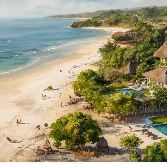 Lukisan Pantai di Bali: Pasir Putih dan Resor Mewah