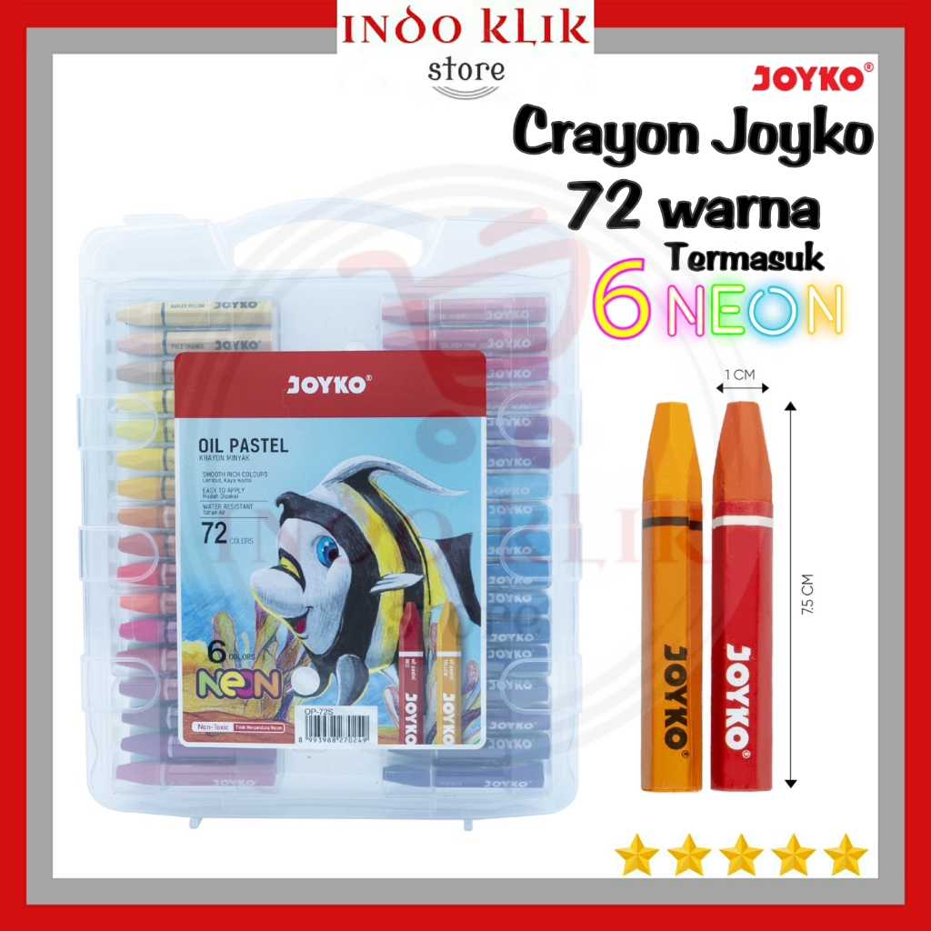 

Crayon Joyko OP-72S / Krayon minyak 72 Warna Oval / Oil Pastel Crayon Non Toxic OP 72 S