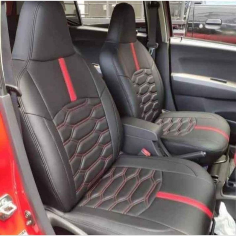 Sarung Jok Mobil Ayla Agya 2013-2017 Full Seat Dua Baris Depan Belakang Bahan Semi Kulit Synthetic