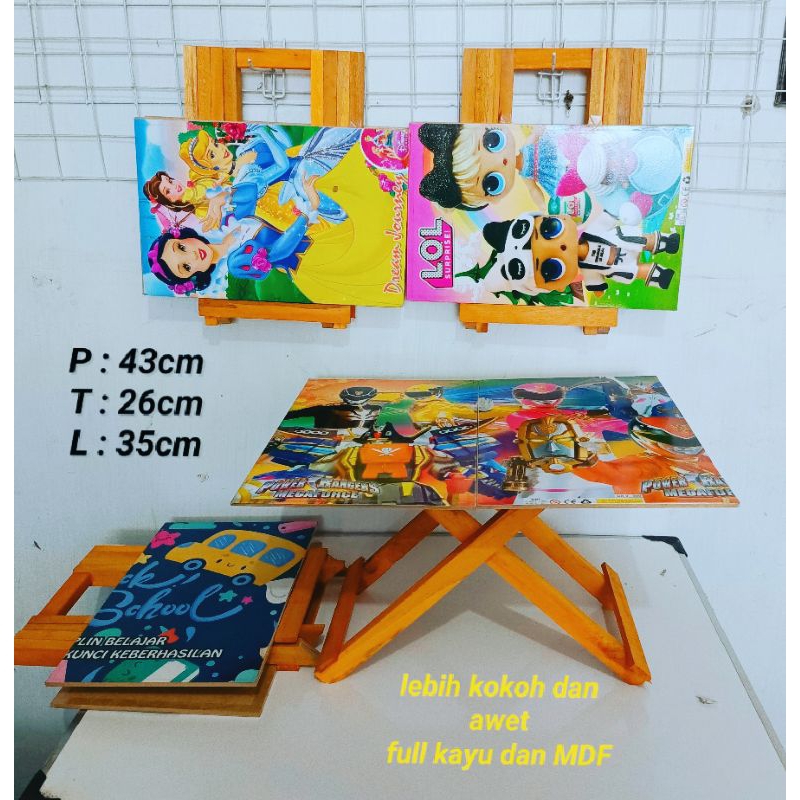 Meja belajar anak lipat kayu / meja laptop/ meja karakter