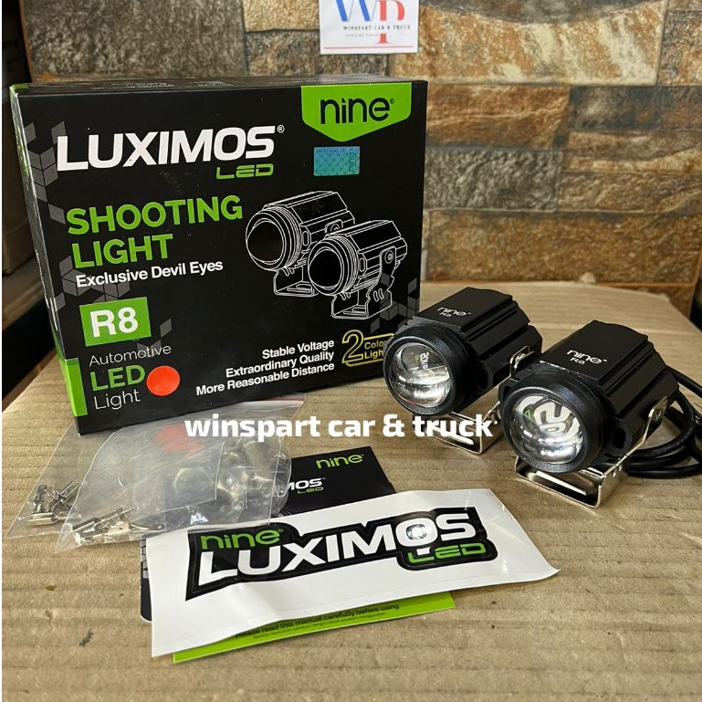 LAMPU LED TEMBAK NINE R8 MINI LASER D2 DEVIL EYE SUPER TERANG (HARGA SEPASANG) 2 Warna LUXIMOS LUMIN