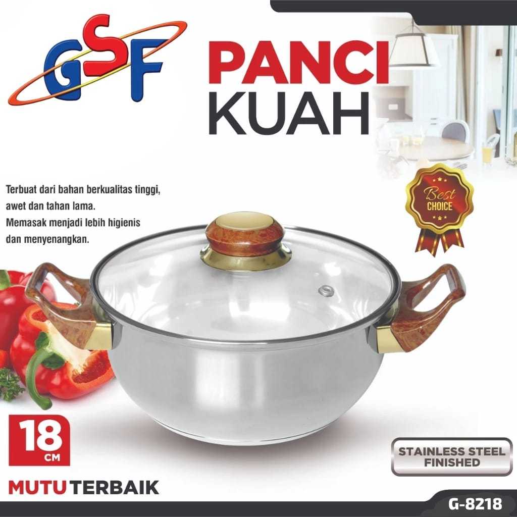 (Q2-8218) (Q2-8222) (G-4124) | Panci Kuah Serbaguna Stainless Stell 18cm 22cm 24cm + Tutup Kaca | Pa