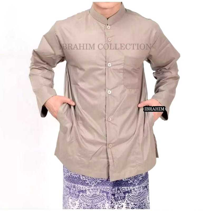 Baju Koko Pria Dewasa Muslim Lengan Panjang Putih Haibah Saku samping
