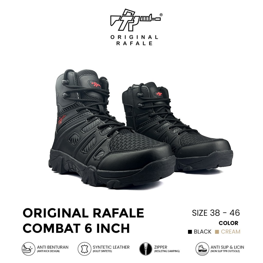 Sepatu Original Rafale Combat 6 Inch / Sepatu Tactical Combat Gurun Hitam