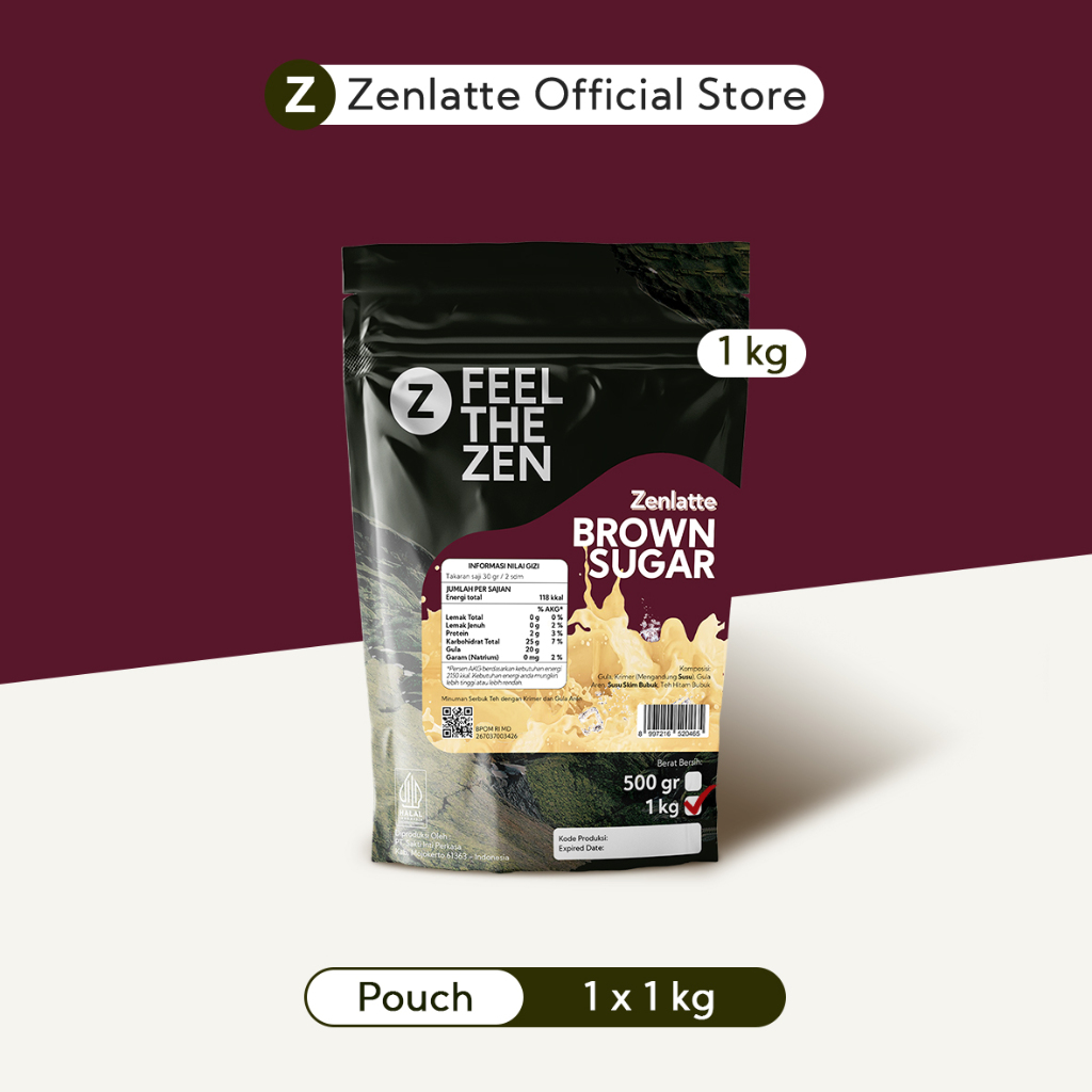 

Zenlatte Brown Sugar Milk Tea - Bag 1kg | Brown Sugar Milk Tea Powder | Bubuk Brown Sugar Milk Tea