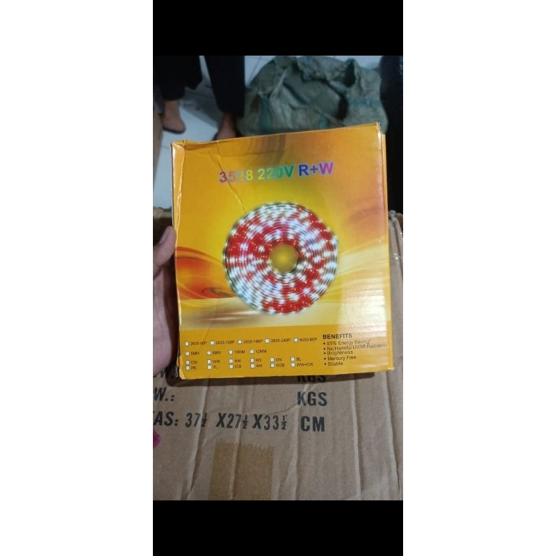 Lampu kelap kelip gepeng merah putih plus jek adaptor