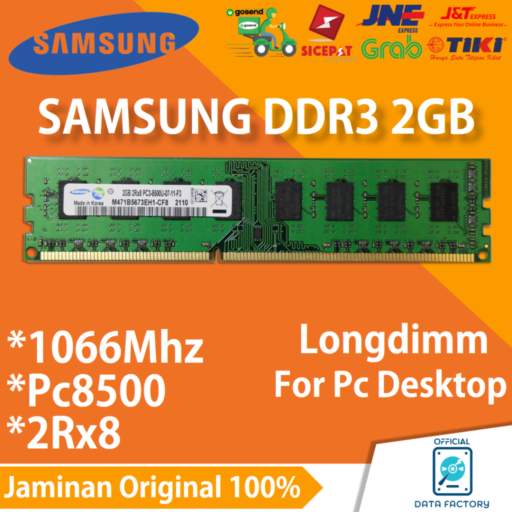 RAM PC SAMSUNG DDR3 2GB PC 8500 / 1066 Mhz LONGDIMM MEMORY 2 GB DDR 3 PC8500 / 1066Mhz