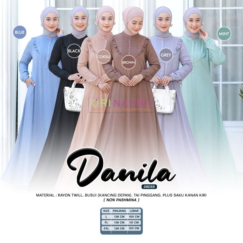 Gamis Cantik Polos Rayon Twill Premium || Danila | Amiola Dress By Ori Naura