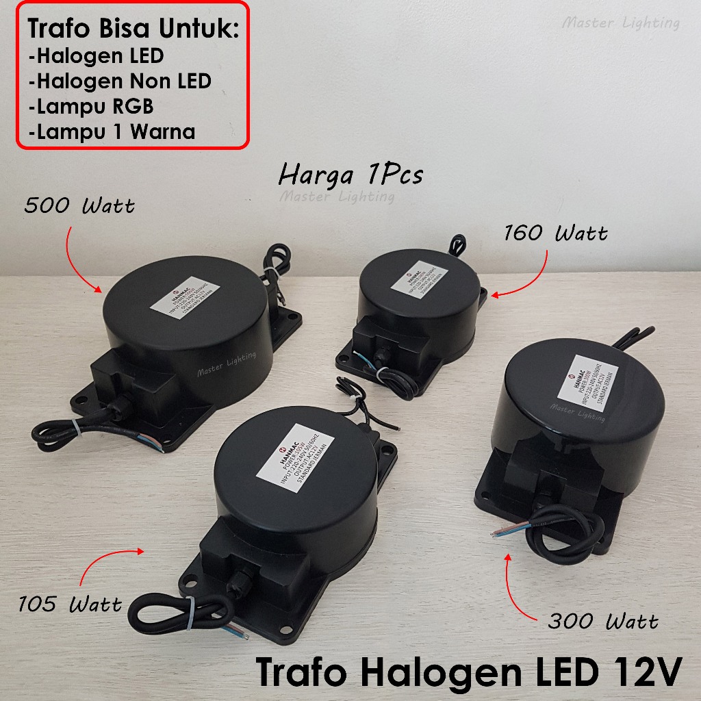 Trafo adaptor halogen / led 12Volt 105w 160w 300w 500w outdoor waterproof 12 volt ac dc rgb dan 1war