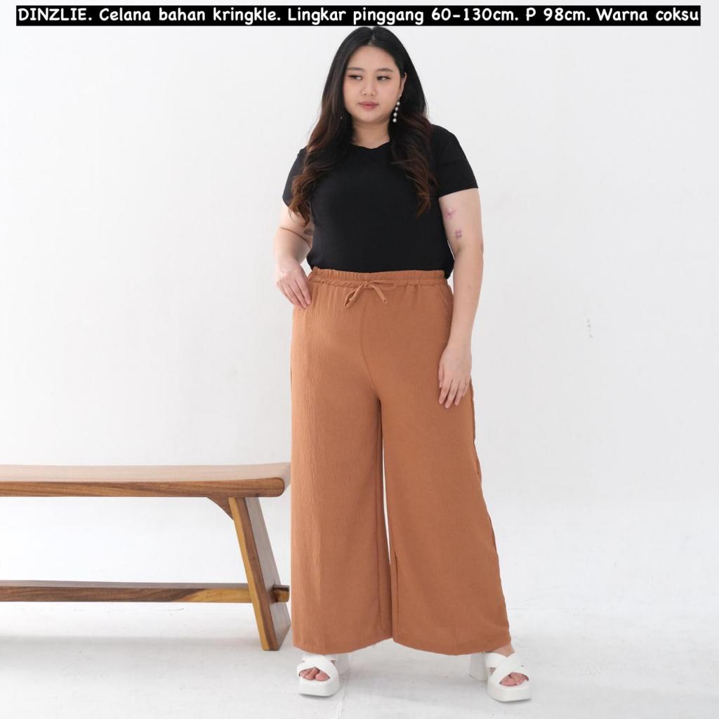 CELANA KULOT POLOS WANITA BIGSIZE JUMBO XXXL BAHAN KRINGKLE WARNA COKSU