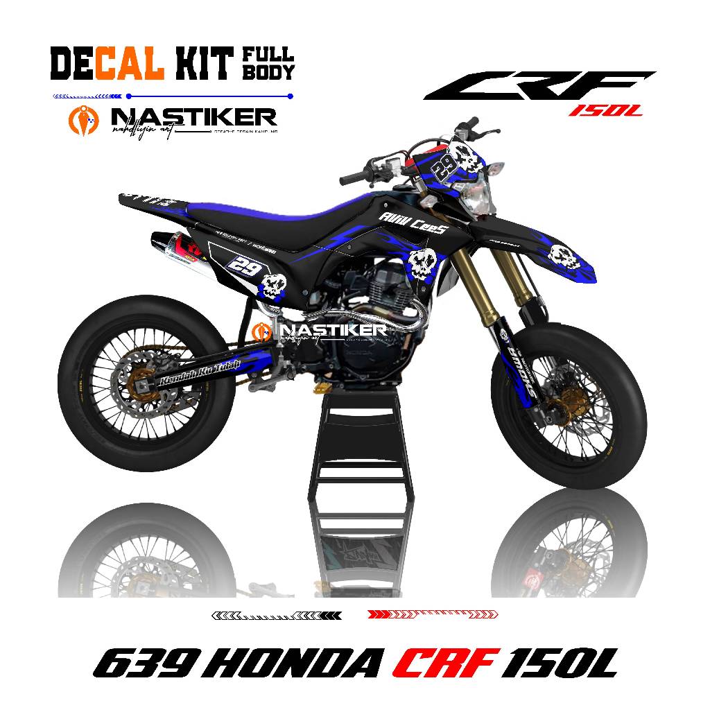 DECAL STIKER CRF 150L BIRU HITAM FULBODY - DECAL STICKER CRF 150L SIMPLE MINIMALIS TERBARU