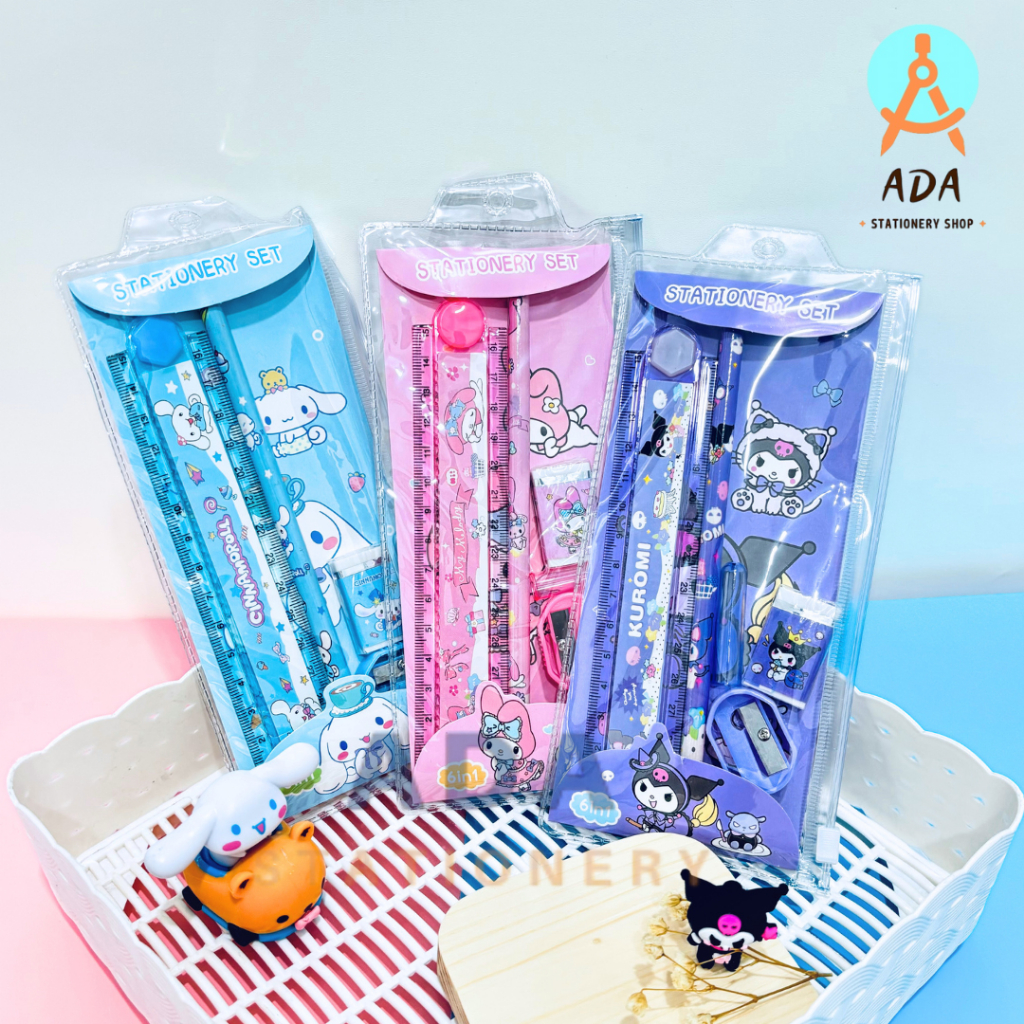 

STUDY SET + POUCH 3369 SANRIO /STATIONERY SET SANRIO/ ALAT TULIS SET /SANRIO/ PENSIL/ PENGGARIS/POUCH SANRIO