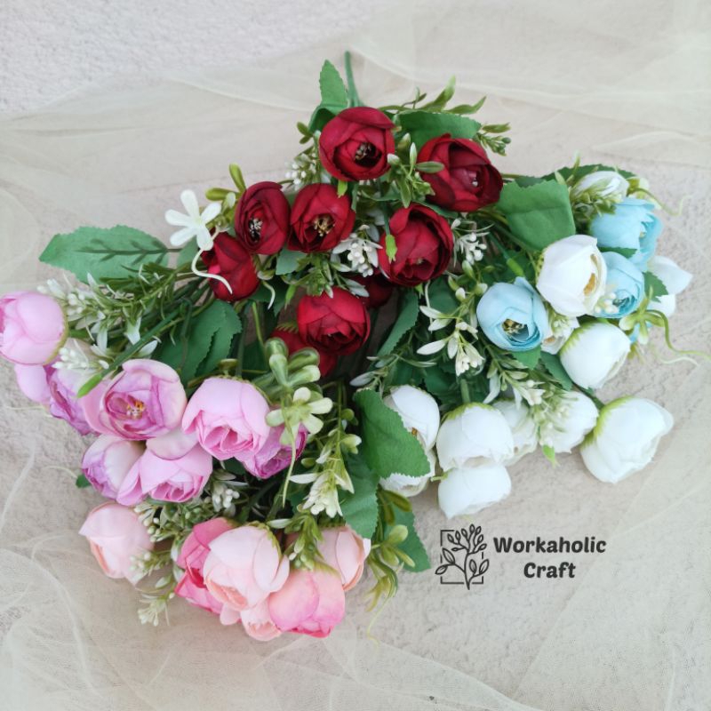 Bunga Mawar Kuncup Satu Tangkai Bunga Mawar Peony Artificial Bunga Palsu