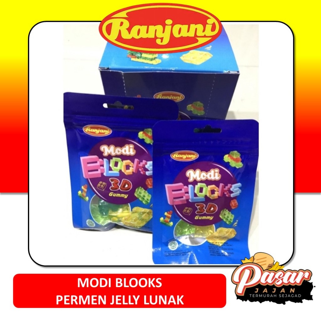 

Permen Jelly Jeli Gummy Gami Gumi Modi Blocks Blok Bloks 3D Ranjani (1 box isi 12pcs)