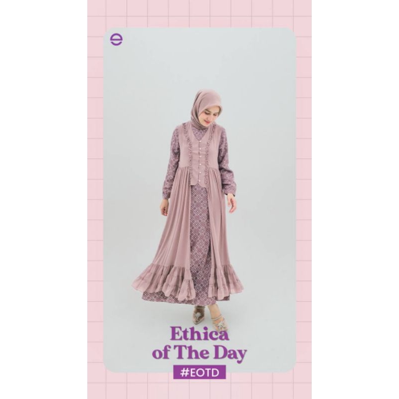 ❤Andara.Butik❤ Gamis Wanita Satu Set Inner Outer Ethica Royal Kagumi 303 Festive Mauve Ori Materi Ja