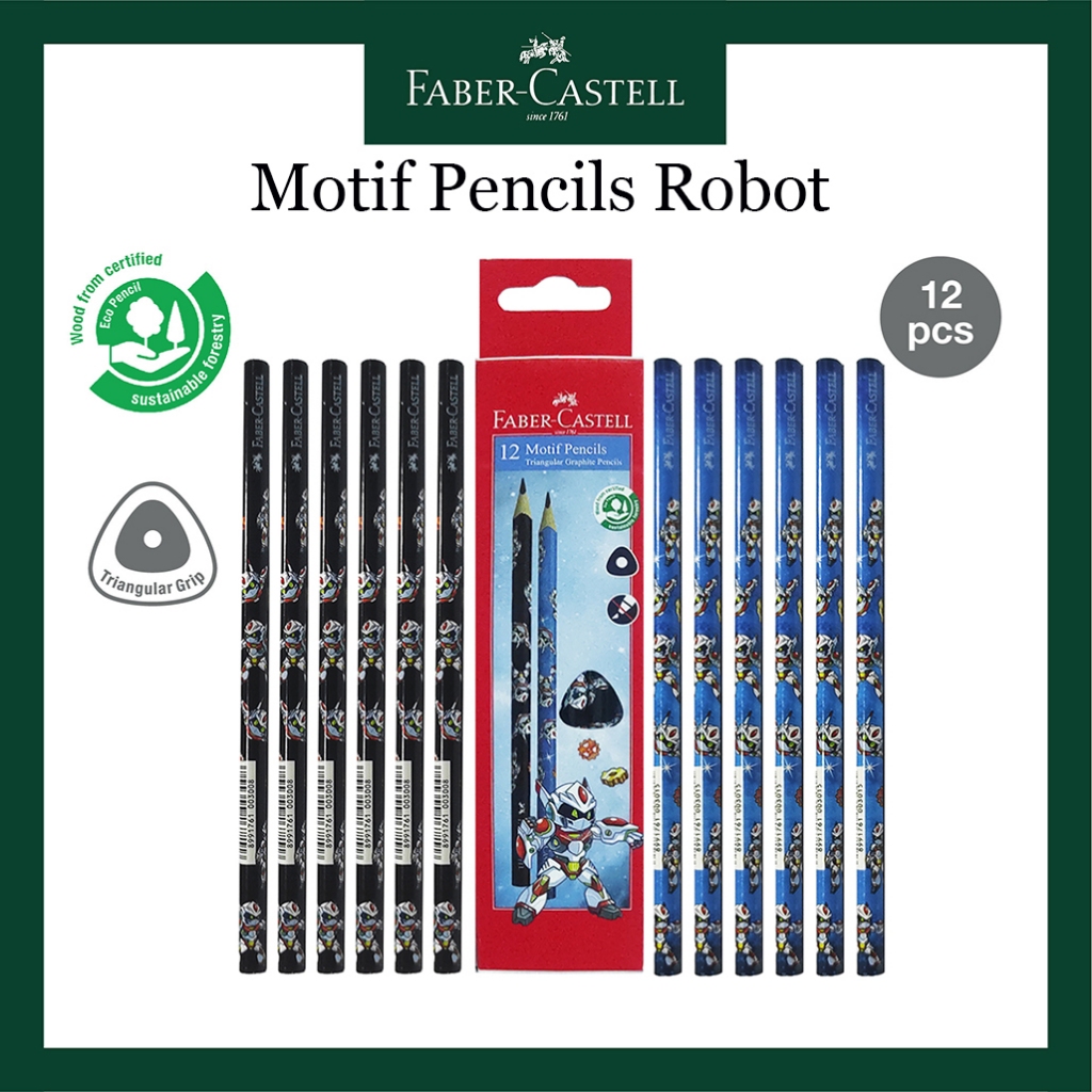 

Pensil Motif 2B Faber Castell / Bentuk Segitiga Motif Robot