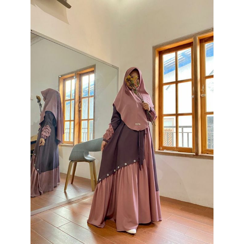 Fauz Hijab- Hanna dress by fauz hijab-Ori Ready Stok