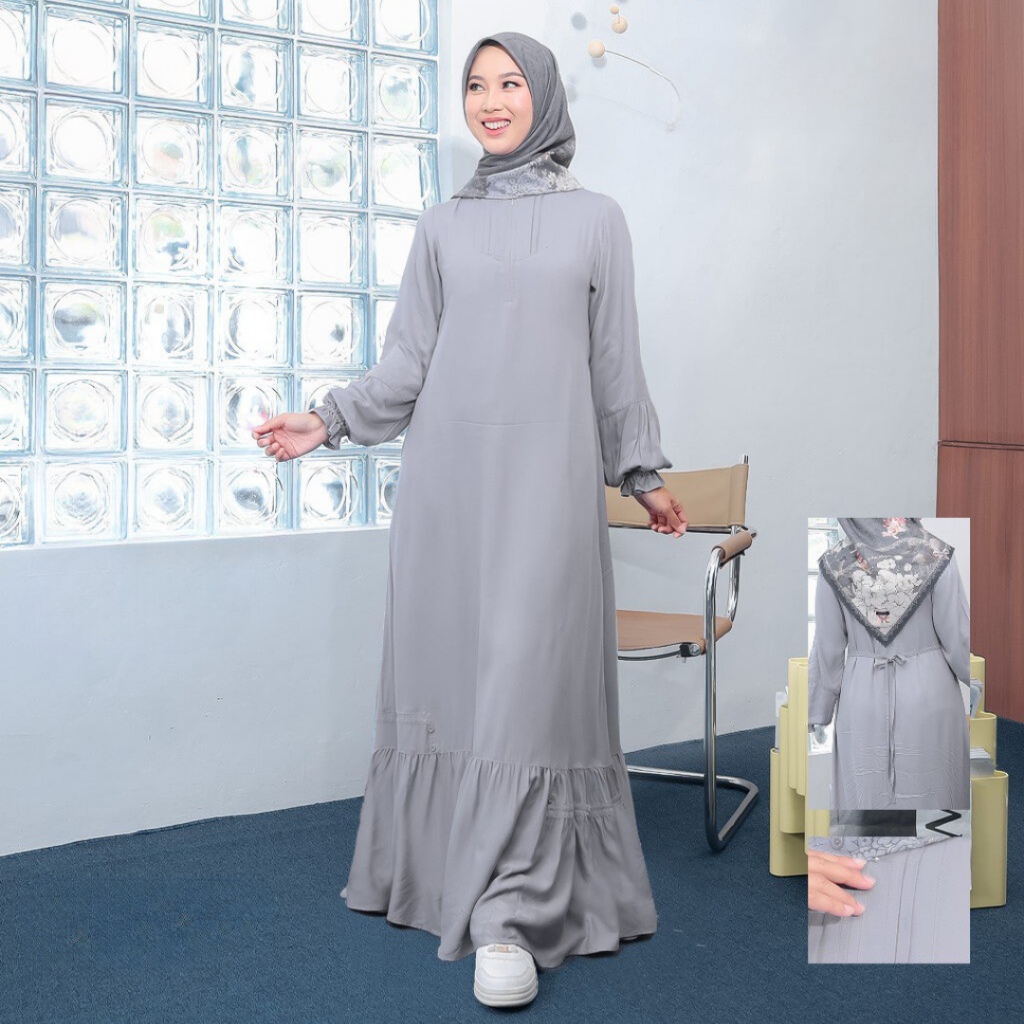 GAMIS ETHICA HANAMI 17 BAHAN ROYAL TWILL MODEL BAJU MUSLIM WANITA GAMIS DAILY BUSUI FRIENDLY KEKINIA