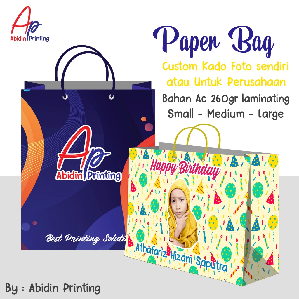 

Paper Bag Custom Tebal Bahan Art Carton Laminasi doft / glossy / Paper bag Satuan