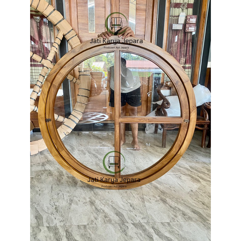 Kusen Jendela Bundar 130cm 7x5cm Minimalis Kayu Solid Free Ongkir Pulau Jawa & Bali ( Bergaransi Uni